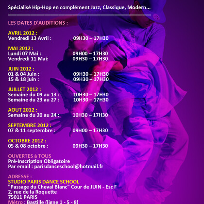 Audition Formation Danseur/Chorégraphe Hip Hop à la Scène 2012-2013