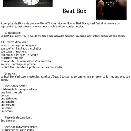Inscription aux cours de Human Beat Box par DA VOX
