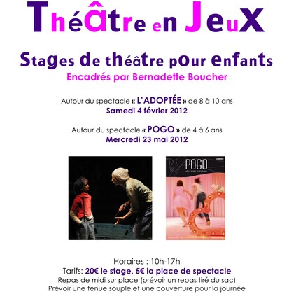 Stages de théâtre pour enfants: Théâtre en Jeux