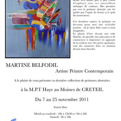 Exposition personnelle Martine BELFODIL, Artiste peintre à Créteil