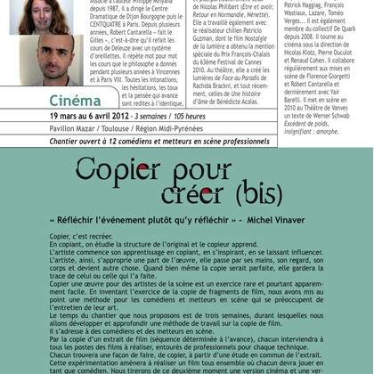 Copier pour créer (bis) - Formation cinéma proposée par les Chantiers Nomades