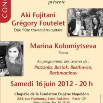 La Piana Présente :Aki Fujitani et Gregory Foutelet (duo flûte et guitare) - Marina Kolomiytseva (Piano)