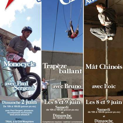 Stages cirque Ados/adultes Monocycle, Trapèze ballant ou Mât chinois