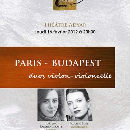 concert CANTABILE: Paris-Budapest, duos violon-violoncelle