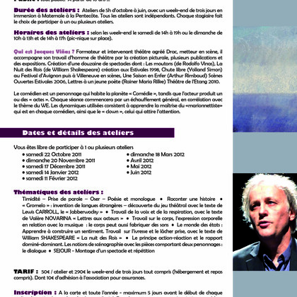 Atelier Pratique théâtrale - janvier, février, mars -