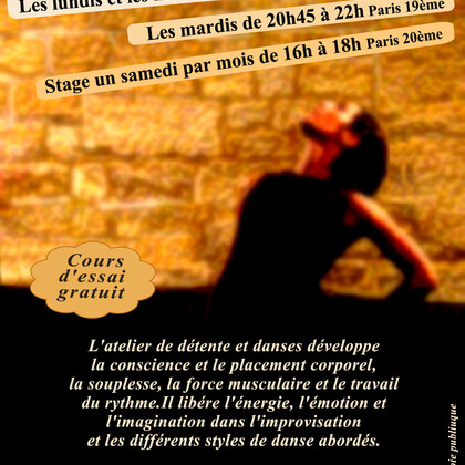 atelier de yoga et danses : les lundis et mercredis à 20h30 dans le 11ème et les mardis à 20h45 dans le19ème