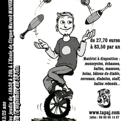 Club TAPAJ, cirque jonglage monocycle et arts de la rue au Mans