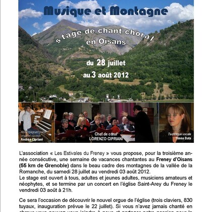 Estivales du Freney: Stage Chant Choral en Oisans avec Lorenzo Cipriani