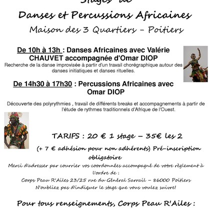 Percussions et Danses Africaine à Poitiers avec l'association Corps Peau R'Ailes