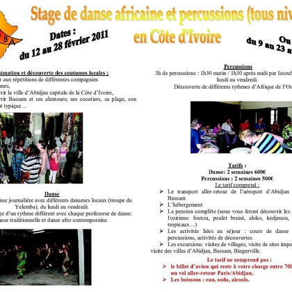 stage de danse et percussions