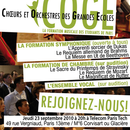 Le COGE Choeurs Orchestres Grandes Ecoles recrute !
