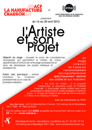 stage "l'artiste et son projet"