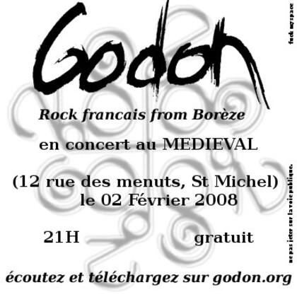 Godon (say Godone!), rock français from Borrèze, en Concert