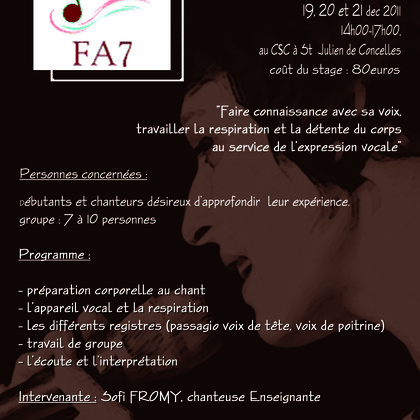 STAGE CHANT "Faire connaissance avec sa voix"