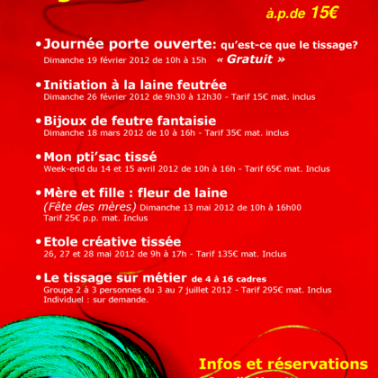 Stages de créations textiles à partir de 15€